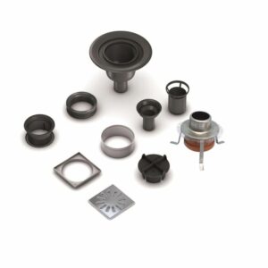 Wedi Fundo Point Drain Vertical DN50 with Fire Collar - Square