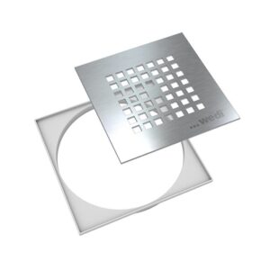 Wedi Fundo Fino 6.1 Flat Stainless Steel Drain Grate 115mm x 115mm x 2.5mm Square