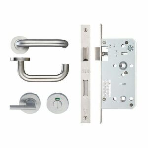 Welling Round Bar Bathroom Lever Handle + DDA Din Sashlock Door Hardware Pack